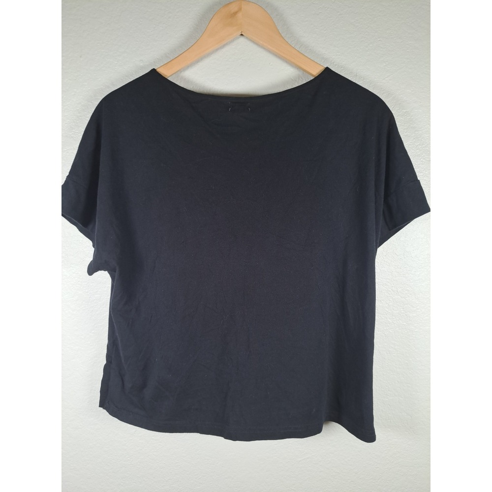 Anthropologie Tiny Black Floral Embroidered Cotton Short Sleeve Top XL RN104537 - Picture 2 of 8